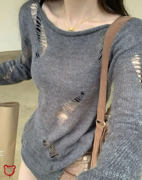 'Grey Knitted Love Sweater'