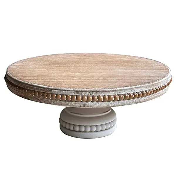 dwellington Large Round Wood Risers for Display, 12" Decorative Rustic Farmhouse Cake Stand Pedestal Tray for Home and Kitchen Decor