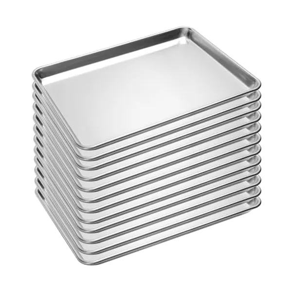 BIEAMA 12 Pack Half Size Baking Sheet Pan Aluminum Commercial Pan for Oven Freezer Bakery Hotel Restaurant 13" × 18"