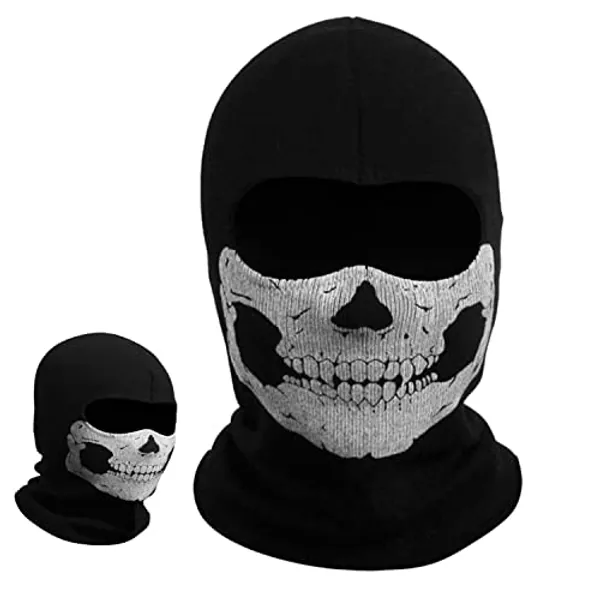 AYNKH Skull Balaclava Ghost Mask Call of Balaclava Duty Mask Black Full Face Bike Skateboard Ski Cosplay Costume One Size