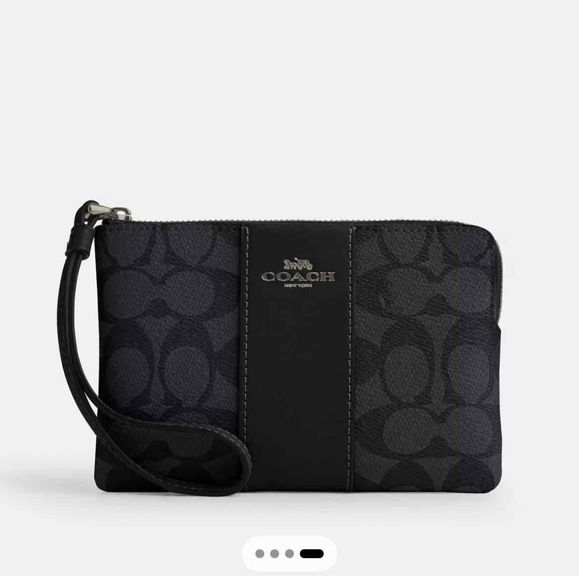 COACH® Outlet | Corner Zip Wristlet In Signature Canvas With Stripe