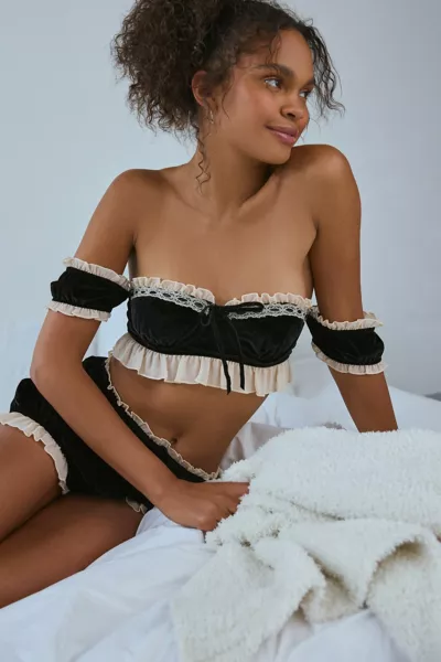 Out From Under Velvet + Ruffle Off-The-Shoulder Bra Top