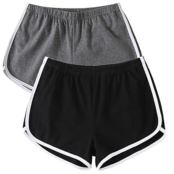 Anna & Eric 2 Pack Yoga Short Pants Summer Running Athletic Shorts Women Dance Gym Workout Elastic Waist Shorts…