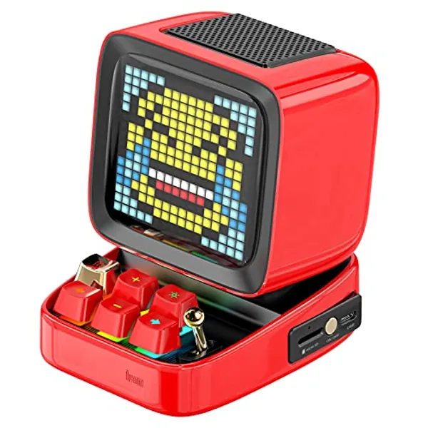 Divoom Ditoo Retro Pixel Art Game Bluetooth Speaker with 16X16 LED App Controlled Front Screen (RED)