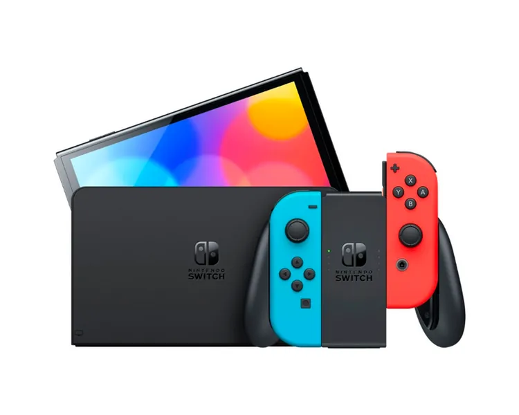Switch OLED Model w/ Neon Red & Neon Blue Joy-Con