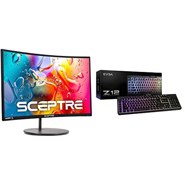 Sceptre 24-inch Curved Gaming Monitor (C248W-1920RN Series) and EVGA Z12 RGB Gaming Keyboard