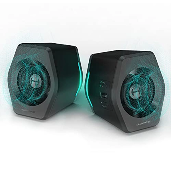 Edifier G2000 32W PC Gaming Computer Speakers for Laptop Mac Desktop Computer Woofer Speakers Bluetooth USB 3.5mm AUX Inputs RGB Lights Multimedia Speakers Black