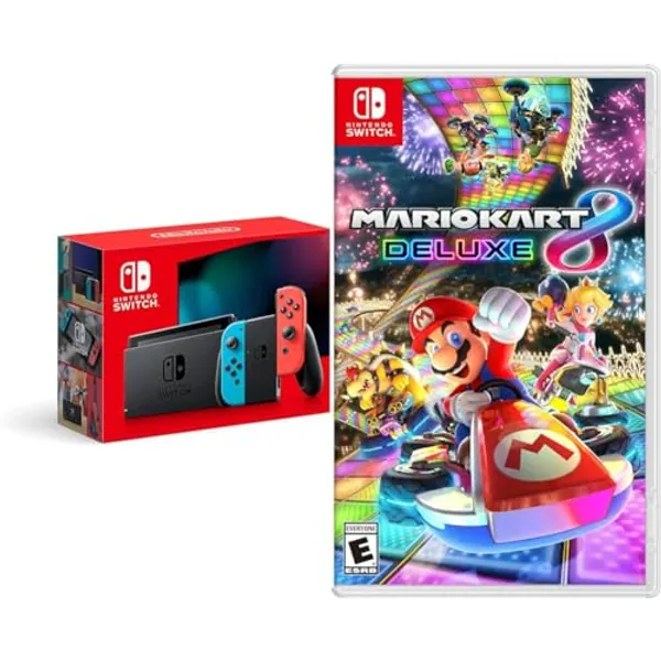 Nintendo Switch™ with Neon Blue and Neon Red Joy‑Con™ & Mario Kart 8 Deluxe - US Version