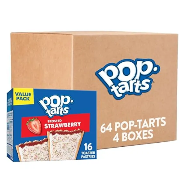 Pop-Tarts Toaster Pastries, Breakfast Foods, Kids Snacks, Value Pack, Frosted Strawberry (64 Pop-Tarts)