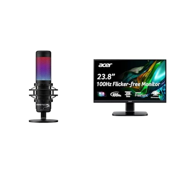HyperX QuadCast S – RGB USB Condenser Microphone for PC & Acer KC242Y Hbi 23.8" Full HD Zero-Frame Gaming Office Monitor | AMD FreeSync Technology | 100Hz | 1ms | Low Blue Light