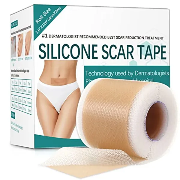 Pumkot Silicone Scar Sheets, Silicone Scar Tape(1.6” x 120” Roll-3M), Scar Removal Away Strips for Surgical Scars, Keloid, C-Section, Burn et