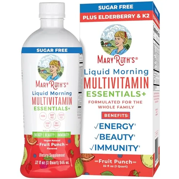Multivitamin Multimineral for Women Men & Kids by MaryRuth's | No Added Sugar | Vegan Liquid Vitamins for Adults & Kids | Mens, Womens Multivitamin | Energy & Beauty Booster | 32oz (Package May Vary)