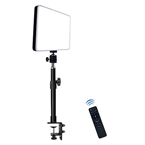 LED Desk Bi-Color Key Light with C-clamp, 2700K-5700K Dimmable with Wireless Remote for Studio Photography Lighting/Zoom Conference/Video Recording/YouTube Tiktok Live/Game Streaming