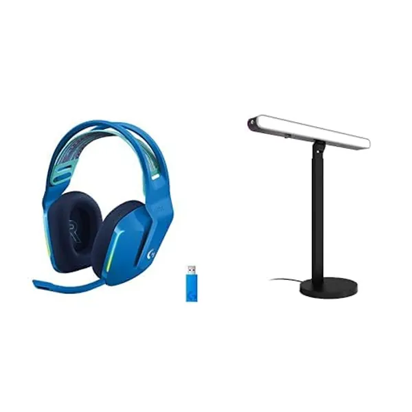 Logitech G733 Lightspeed Wireless Gaming Headset + Litra Beam LX Premium Dual-Sided RGB LED Streaming Key Light - Blue