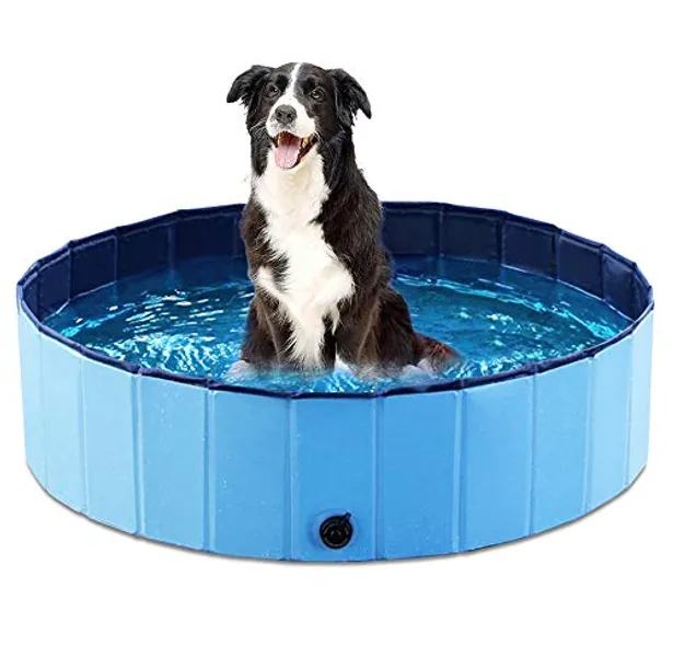 Jasonwell Foldable Dog Pet Bath Pool Collapsible Dog Pet Pool Bathing Tub Kiddie Pool Doggie Wading Pool for Puppy Small Medium Large Dogs Cats and Kids 39.5" Blue