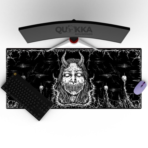 Devil Horn Girl Design Mousepad Deskmat - 60x30cm / 2mm / Black Stitched