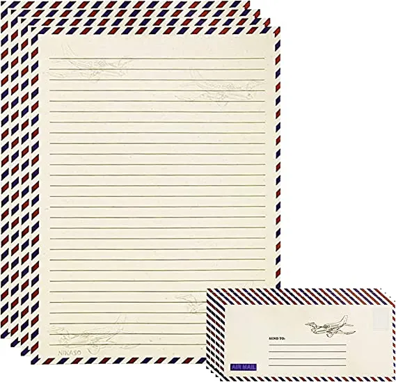 Amazon.com : 150Pcs Vintage Airmail Stationery Paper Set (100 Lined & double sided Sheets+50 Matching Envelopes) Sheet 8.5 x 11in Envelopes Greetings Travel Design Penpal writing kit, Fountain pen compatible : Office Products