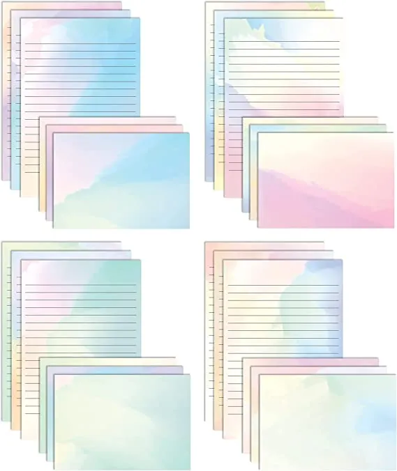 Amazon.com : Mini Stationery Set, 100 Piece Set (50 Lined Watercolor Sheets + 50 Matching Envelopes), 5.5 x 8.25 inch, 12 Unique Designs, Double Sided Printing, One Side Lined Paper, by Better Office Products : Office Products
