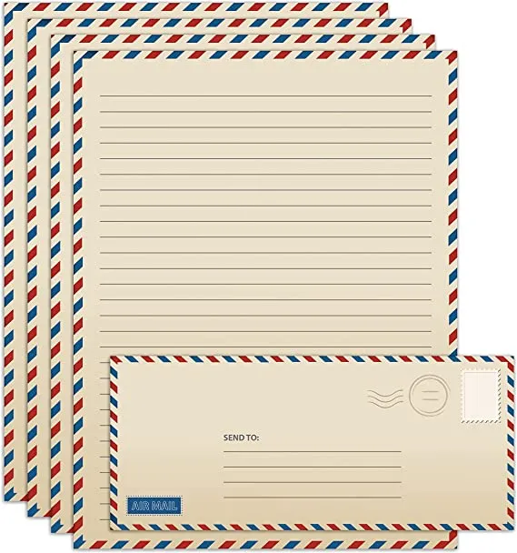 Amazon.com : Vintage Airmail Stationery Paper Set, 100-Piece Set (50 Lined Sheets + 50 Matching Envelopes), Letter Size 8.5 x 11 inch, Double Sided & Lined Paper, by Better Office Products : Office Products