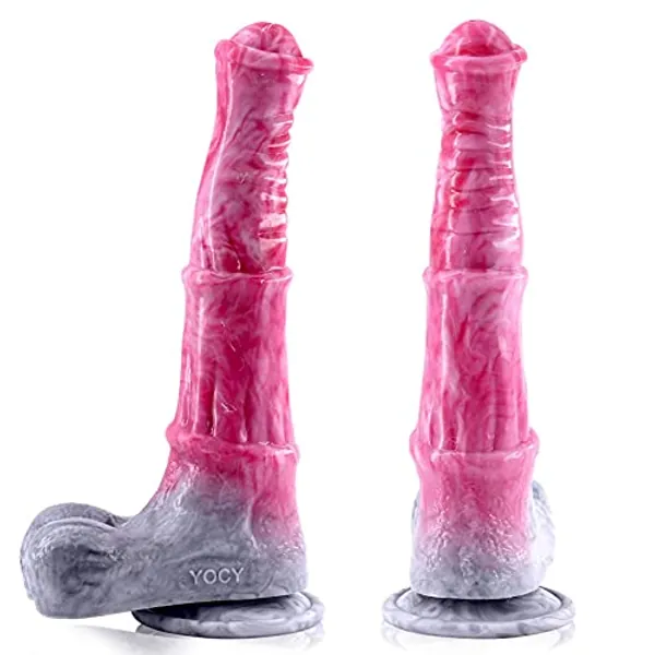 Realistic Horse Dildo 10inch Long Pink Silicone Monster Dildos with Suction, Lifelike Dragon Dildo Anal Plug Adult Toy for Women Lesbian Men Strap on