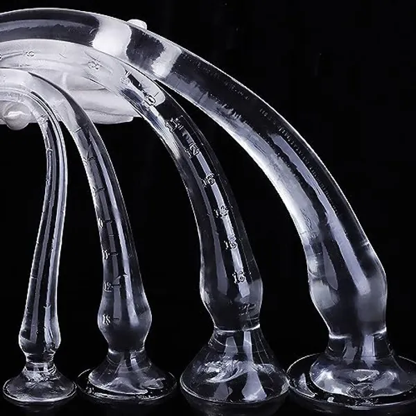 1PC Super Long Anal Plug Dildo Whip Tentacle Monster Dildo Soft Suction Cup G Spot Butt Plug (Transparent XL)