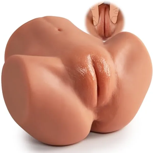 4.1 LB Brown Male Masturbator Sex Doll with Virgin Tight Labia, 2 Hole Realistic Sex Toy with Strong Suction Channel, Goyha Pocket Pussy Sex Toy for Men Masturbation