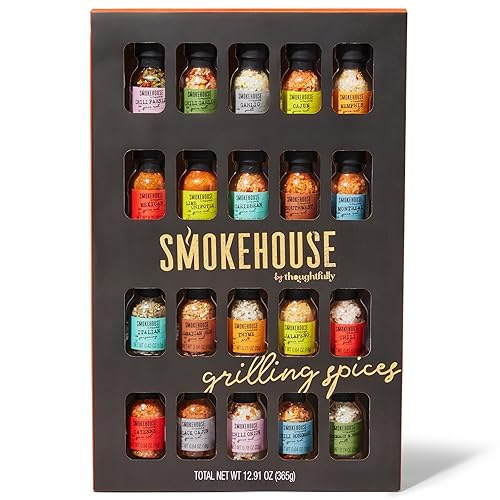 Smokehouse by Thoughtfully, Gourmet Ultimate Grilling Spice Set, Grill Seasonings and Rubs Gift Set, Flavors Include Chili Garlic, Italian Seasoning, Cayenne Spice Rub and More, Pack of 20 - 20 Count (Pack of 1)