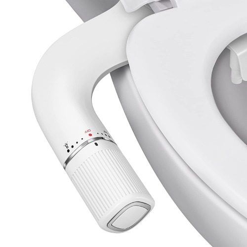 BIGCOW Ultra-Slim Bidet, Non-Electric Dual Nozzle (Frontal & Rear Wash) Bidet Attachment for Toilet with Metal Inlet, Fresh Water Pressure Adjustable Bidet Toilet Seat Attachment - Chrome