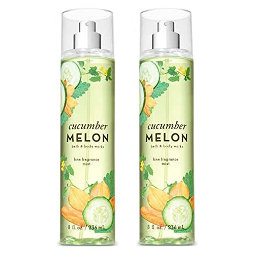 Bath and Body Works Cucumber Melon Fine Fragrance Mists Pack Of 2 8 oz. Bottles (Cucumber Melon) - Fruity - 8 Ounce (Pack of 2)
