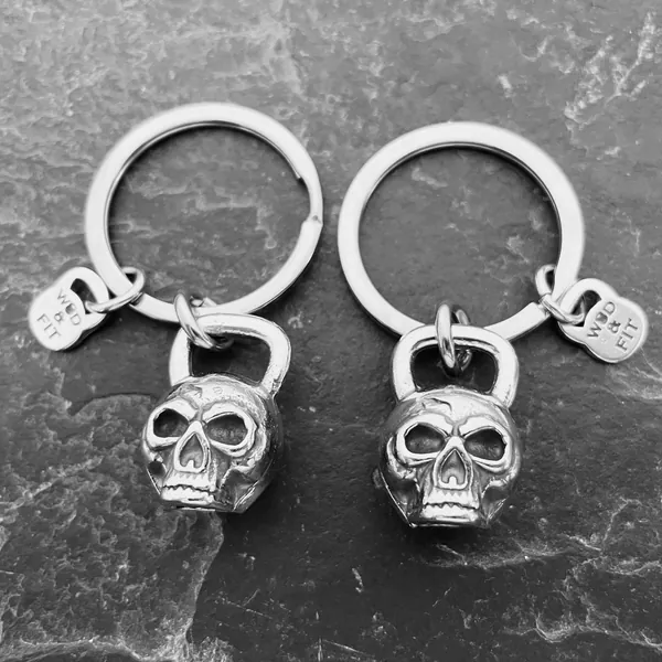 Gym Gift Kettlebell Skull Keyring