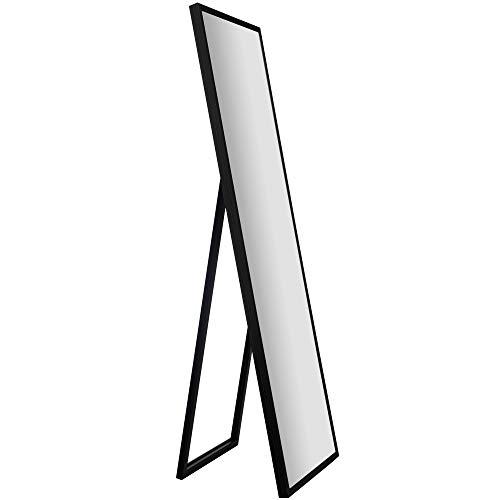 Everly Hart Collection 17.5" x 58" Framed Black Floor Free Standing Mirror with Easel - Black