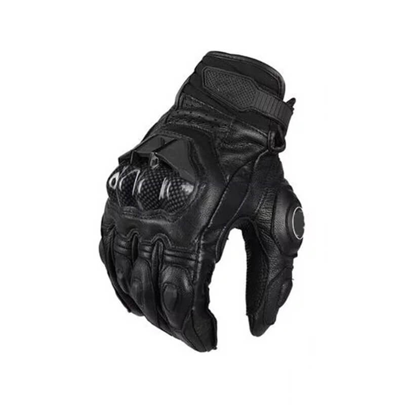 Full-finger Leather Motorcycle Gloves - Black / M