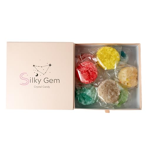 SILKY GEM - Edible Crystal Candy, 8-10 Clusters, Multi Flavor, Kohakutou, Edible Gem, Vegan, Gluten Free, ASMR