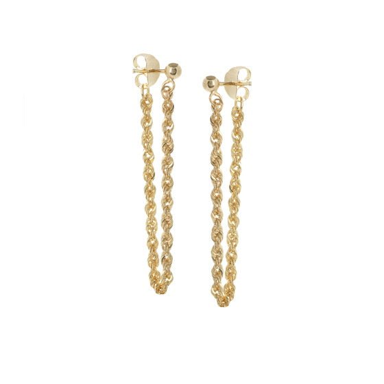 14k Gold Rope Chain Earrings - 14K Yellow Gold