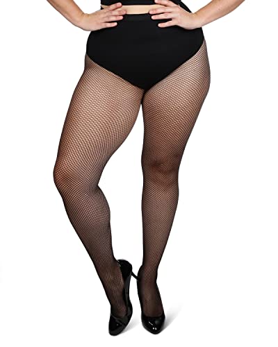 MeMoi Plus Size Curvy Fishnet Tights - 5X-6X - Black