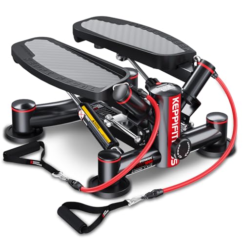 KeppiFitness Steppers for Exercise at Home, Stair Stepper with Resistance Bands, 400LB Capacity Stepper Machine, Advanced Type Twist Stepper for Cardio Workout Leg Training Hip Extension