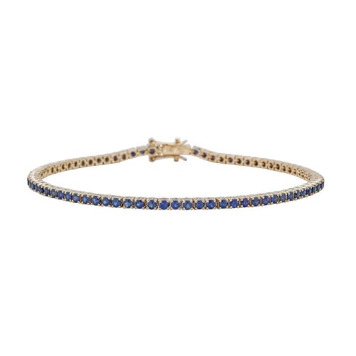 Blue Sapphire Tennis Bracelet - 14K Yellow Gold / 6.5"