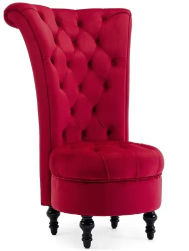 Royal High Back Velvet Tufted Ottoman Chair, Red