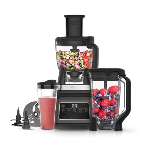 Ninja 3-in-1 Küchenmaschine & Mixer mit 5 Programmen: Mixen, Max Mixen, Hacken, Mischen, Pürieren, 1,8L Schüssel, 2,1L Krug, 700ml Becher, 1200W, spülmaschinenfest, Auto-iQ, Schwarz BN800EU - Küchenmaschine mit Auto-iQ, 1200 W
