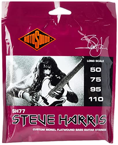 Rotosound SH77 Monel 'Steve Harris' Gauge Flatwound Bass Strings (50 75 95 110), White Black Red Blue, Small Medium Large X-Large 2X-Large