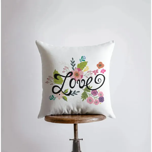 Love Floral Green Polkadot Pillow | Pillow Cover
