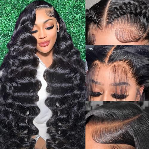 Hakaniya 13x6 Body Wave Lace Front Wigs Human Hair Pre Plucked HD Transparent Lace Frontal Wigs Human Hair 180% Density Glueless Wigs Human Hair with Baby Hair for Women 26 Inch - 26 Inch - 13x6 body wave lace frontal wigs