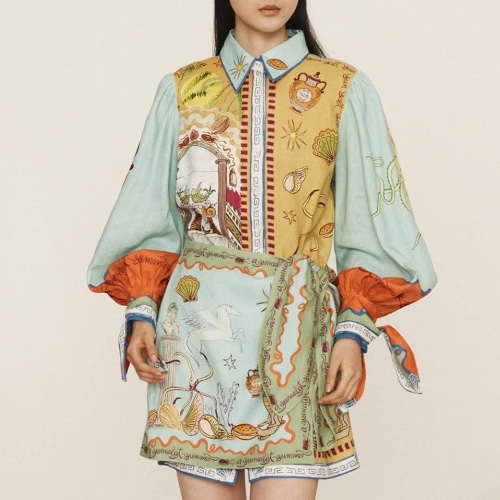 Alémais Surrealist Summer Mini Shirtdress