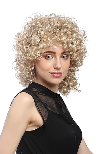 WIG ME UP - 91074-ZA83 Perücke Damen Karneval Fasching Mittellang Stark Gelockt Locken Lockig Blond Hellblond 80er
