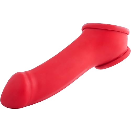 TOYLIE Latex Penishülle Erik Schaftlänge: 13cm rot - Penis-Sleeve mit 4,5 cm Hodenring und ausgeprägter Eichel - MADE IN GERMANY