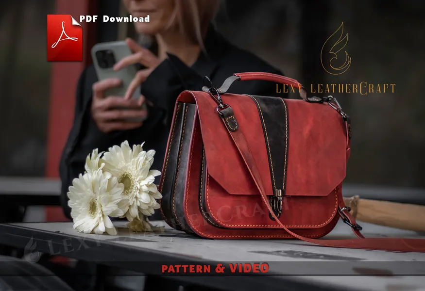 Bag Pattern - Leather Bag Template - Satchel Bag pdf - Crossbody bag pattern - Leather DIY - PDF Download