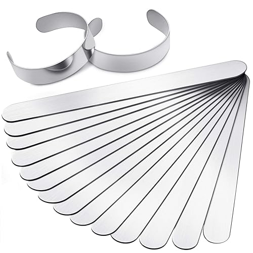Hicarer 16 Pieces Bracelet Blanks Stainless Steel Blank Bracelet Cuff Bangle Bracelet for DIY Jewelry Making Customizing Bangle, 5/8 x 6 Inch