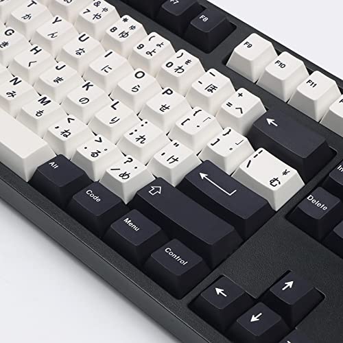 Keycaps 138 Keys Black White Keycap Cherry Profile Dye-Sub PBT Minimalist Compatible with GH60 / GK64 / GK61 / 68/87/104 Keyboard - Black and White