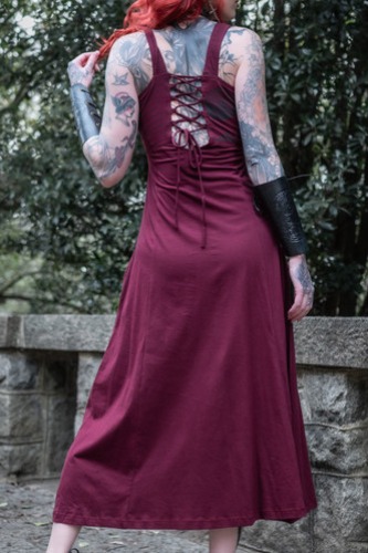 Shieldmaiden Maxi Dress - Burgundy / 3X