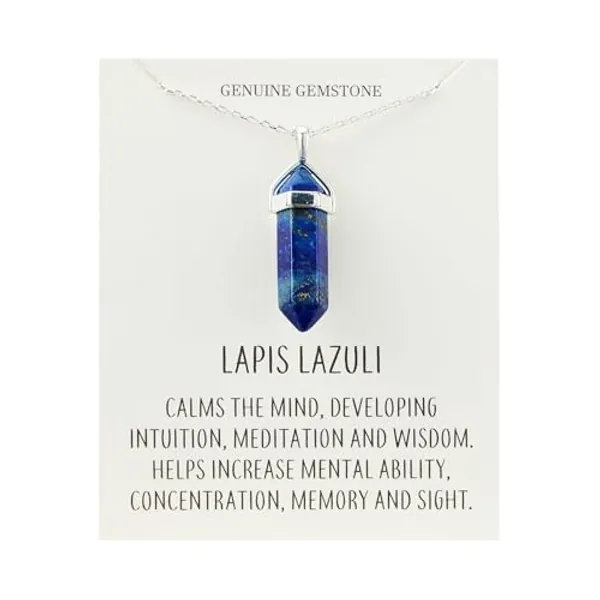 Philip Jones Lapis Gemstone Necklace with Quote Card